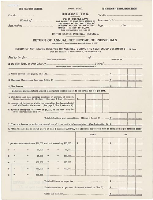 Form 1040 from 1913