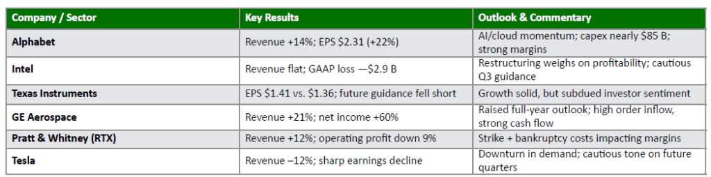 Corporate Earnings Top Highlights by Company Sector